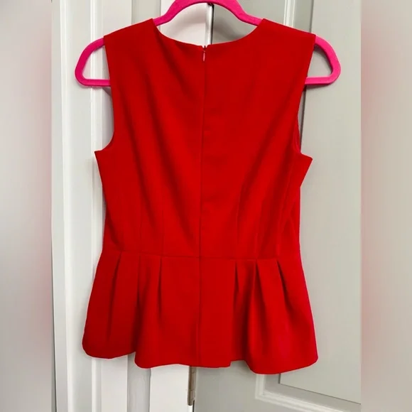 New York & Company Red Beaded Neckline Peplum Blouse Size Small - Picture 4 of 4